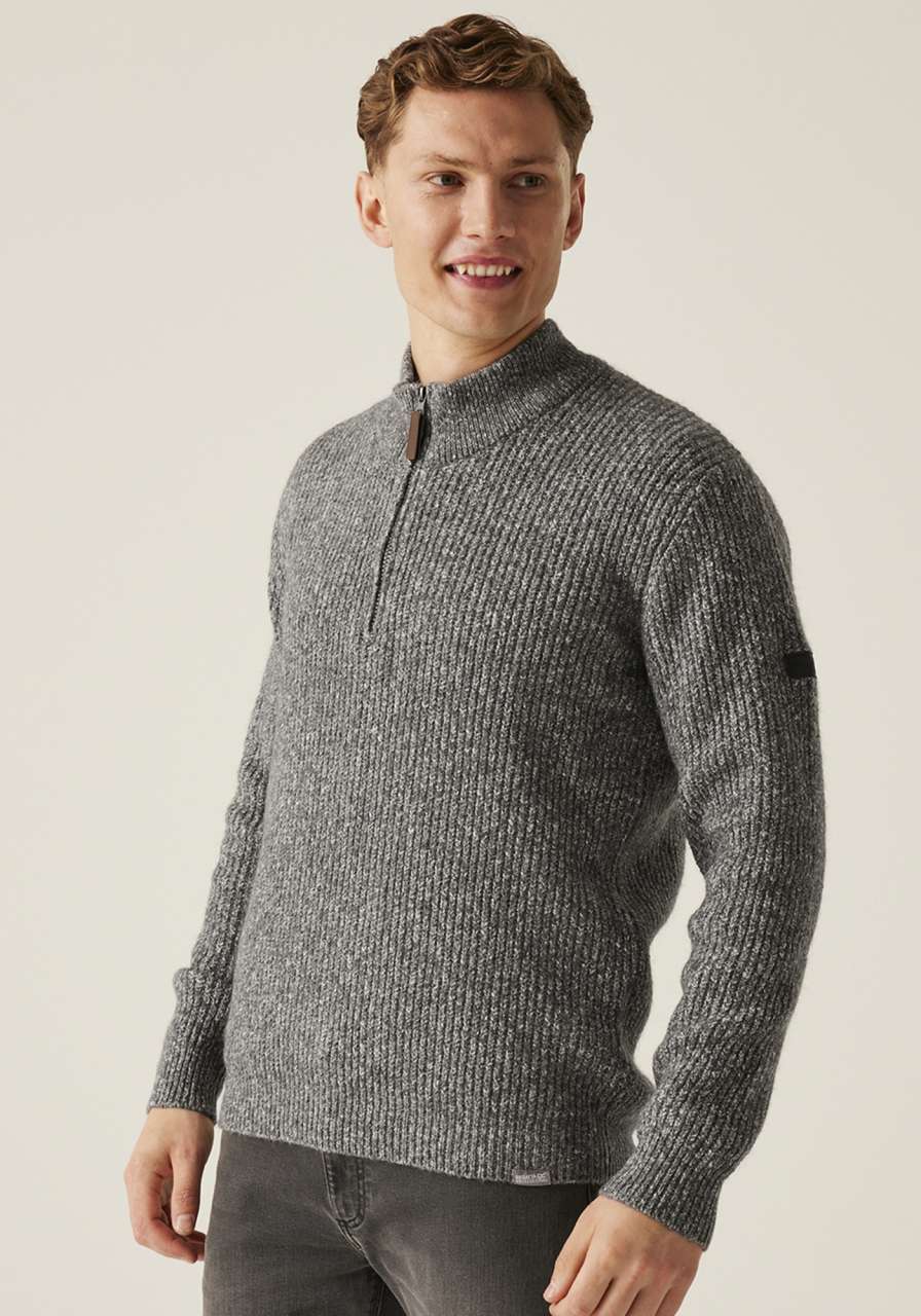 SOLOMON ZIP-NECK PLETENI DŽEMPER
